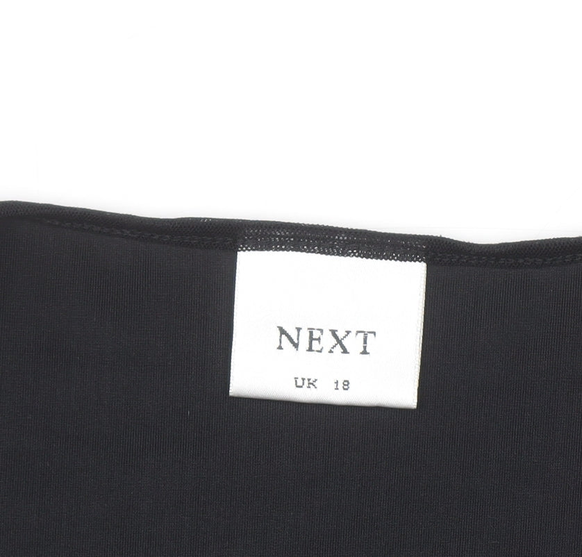 Next Women's Black Velvet Wrap Blouse UK 18 Embroidered Party Top
