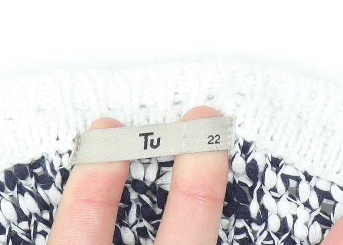 Tu Women’s Multicoloured Chunky Knit Crew Neck Pullover Jumper Size 22