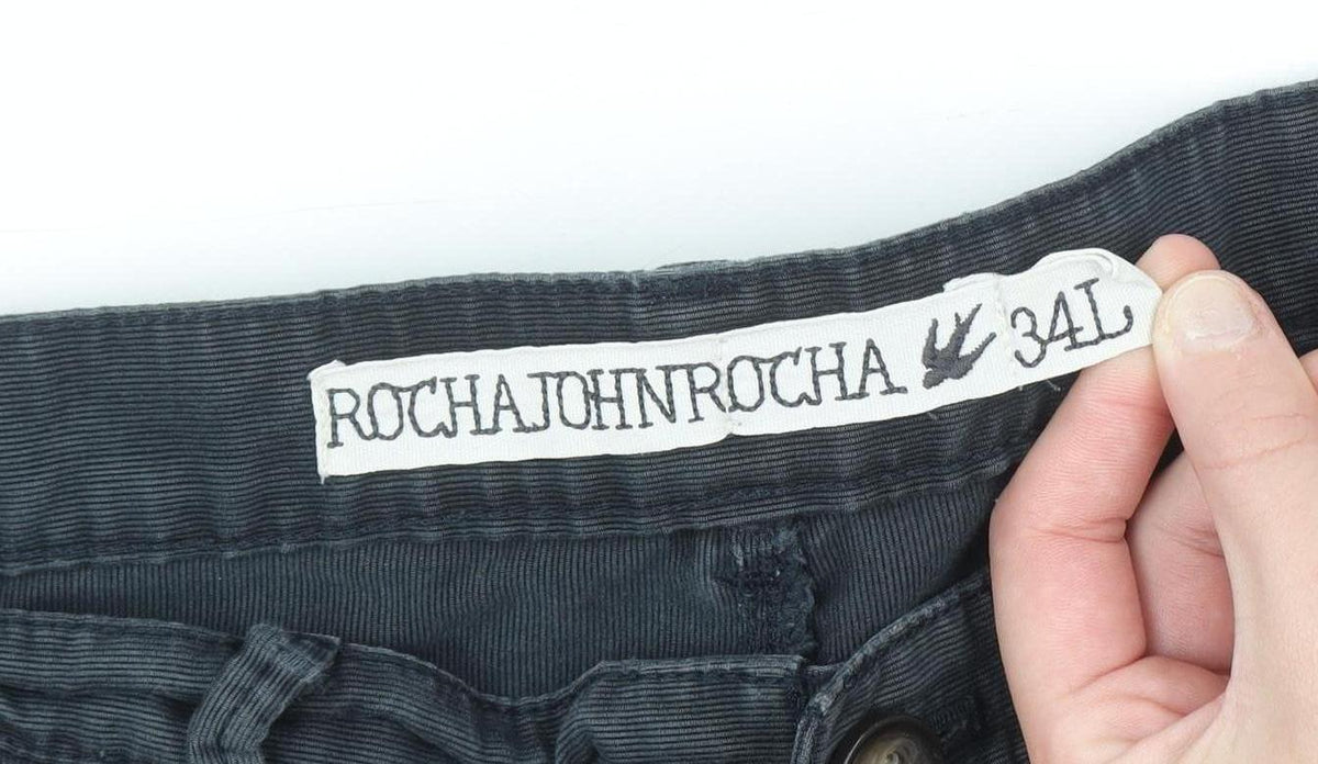 RJR.John Rocha Men's Black 34L Cotton Chino Trousers