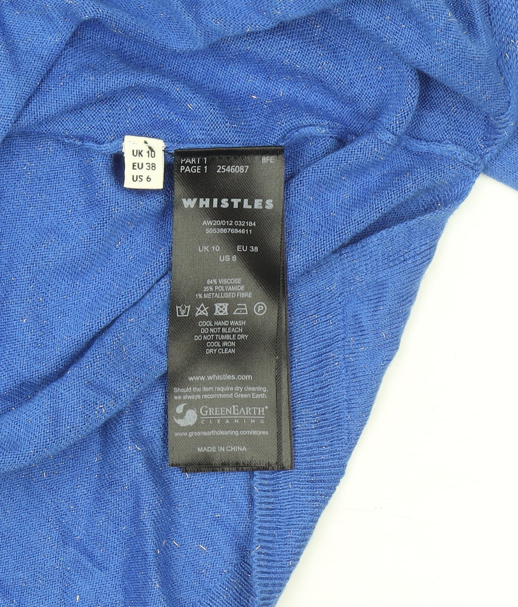Whistles Women Blue Basic Knit Long Sleeve Top UK 10