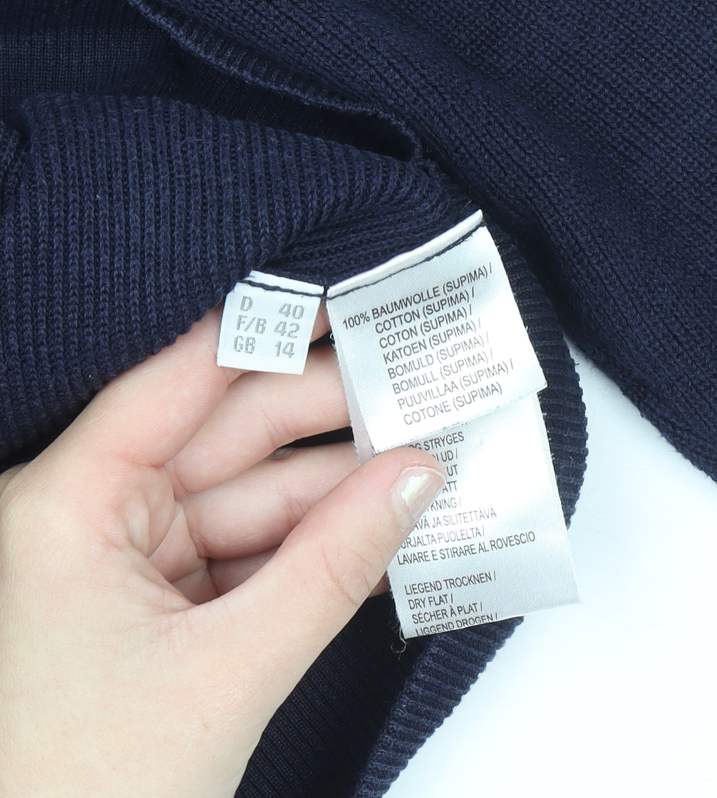 Petite Amalie Women's Navy Cotton Cardigan Size 14 V-Neck Button Front