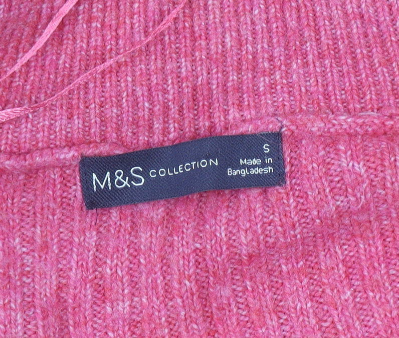 Marks & Spencer Womens Pink High Neck Half Zip Jumper Size S