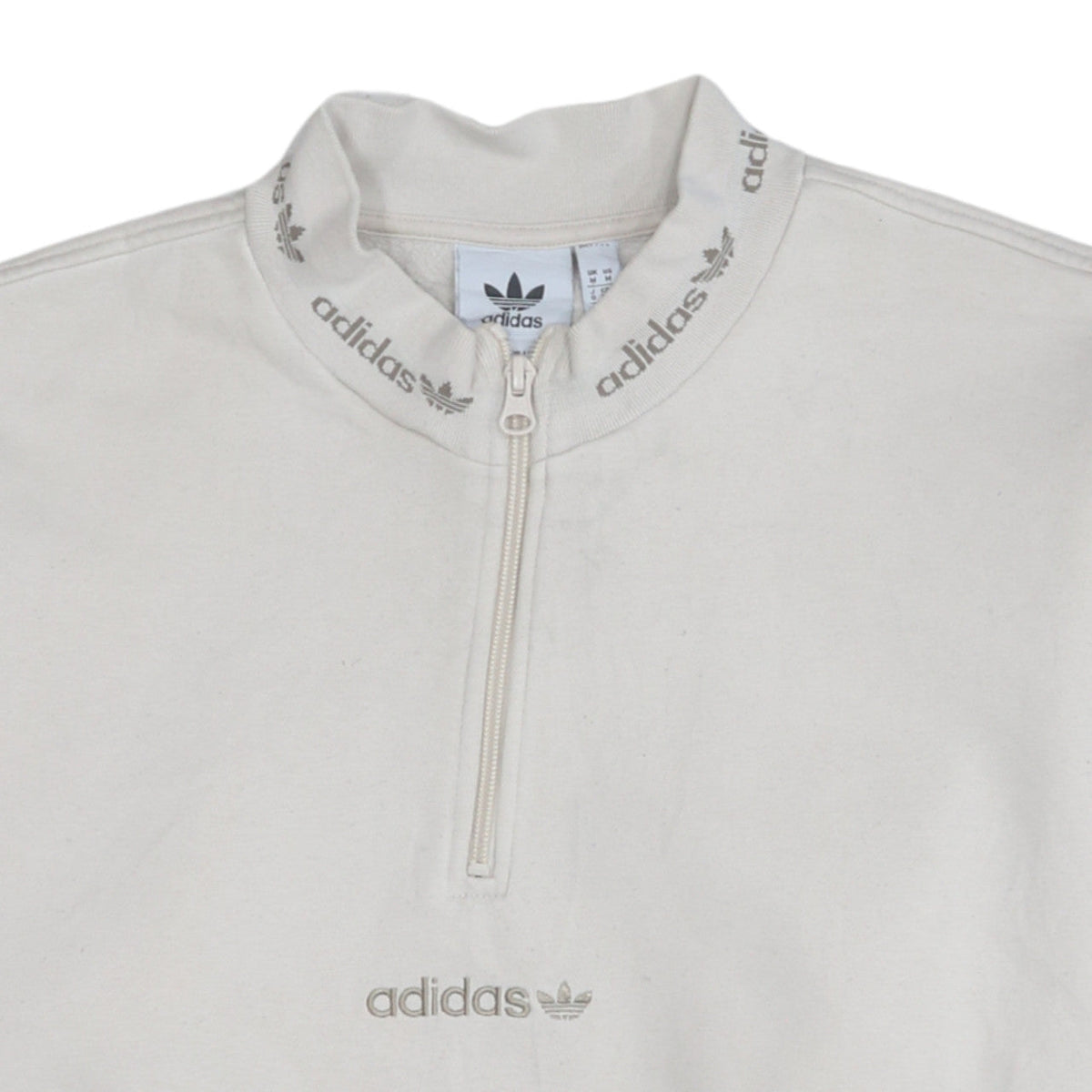 Adidas Men's Beige 1/4 Zip High Neck Sweatshirt Size M
