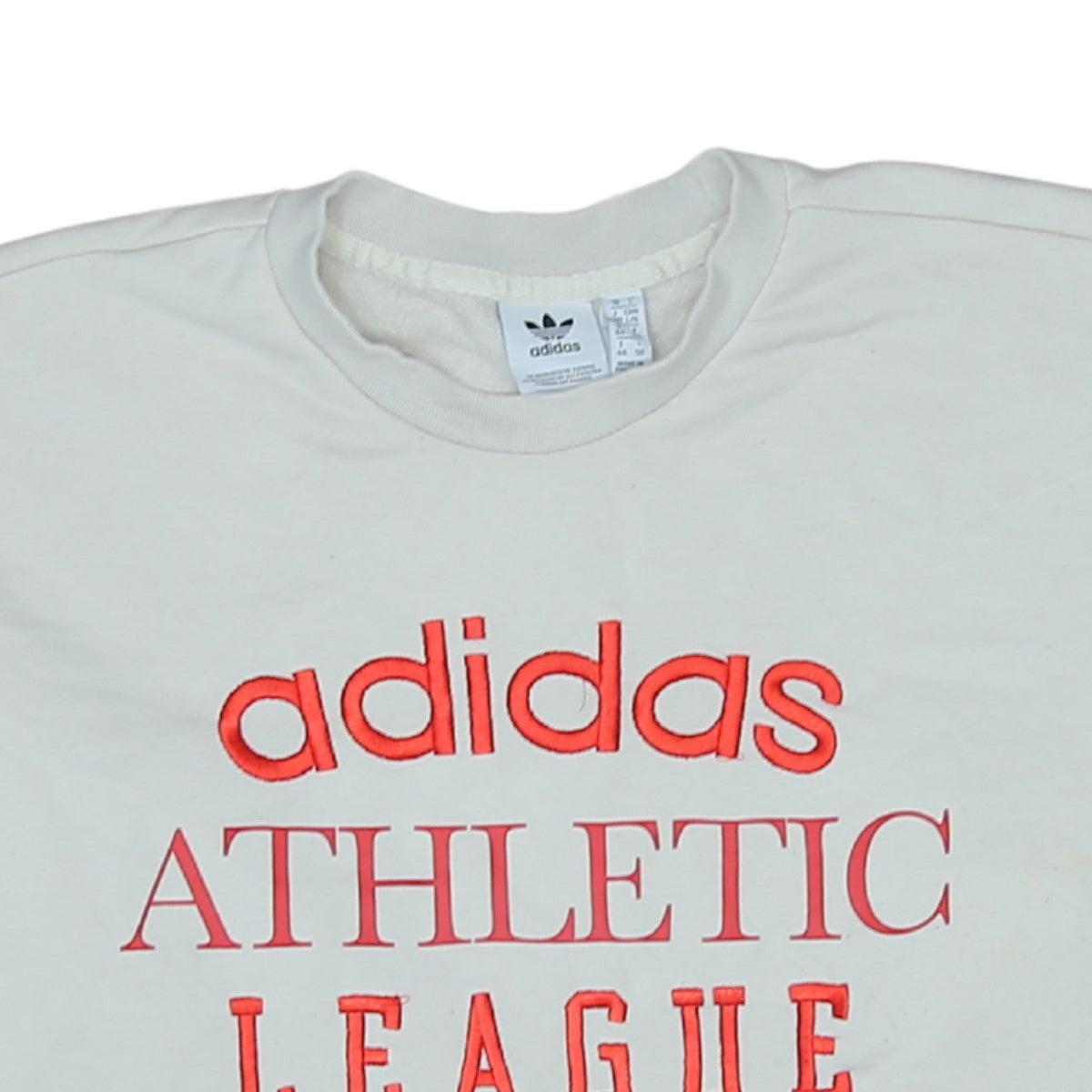 Adidas Womens White Crew Neck Pullover Sweatshirt L Logo Athletic League