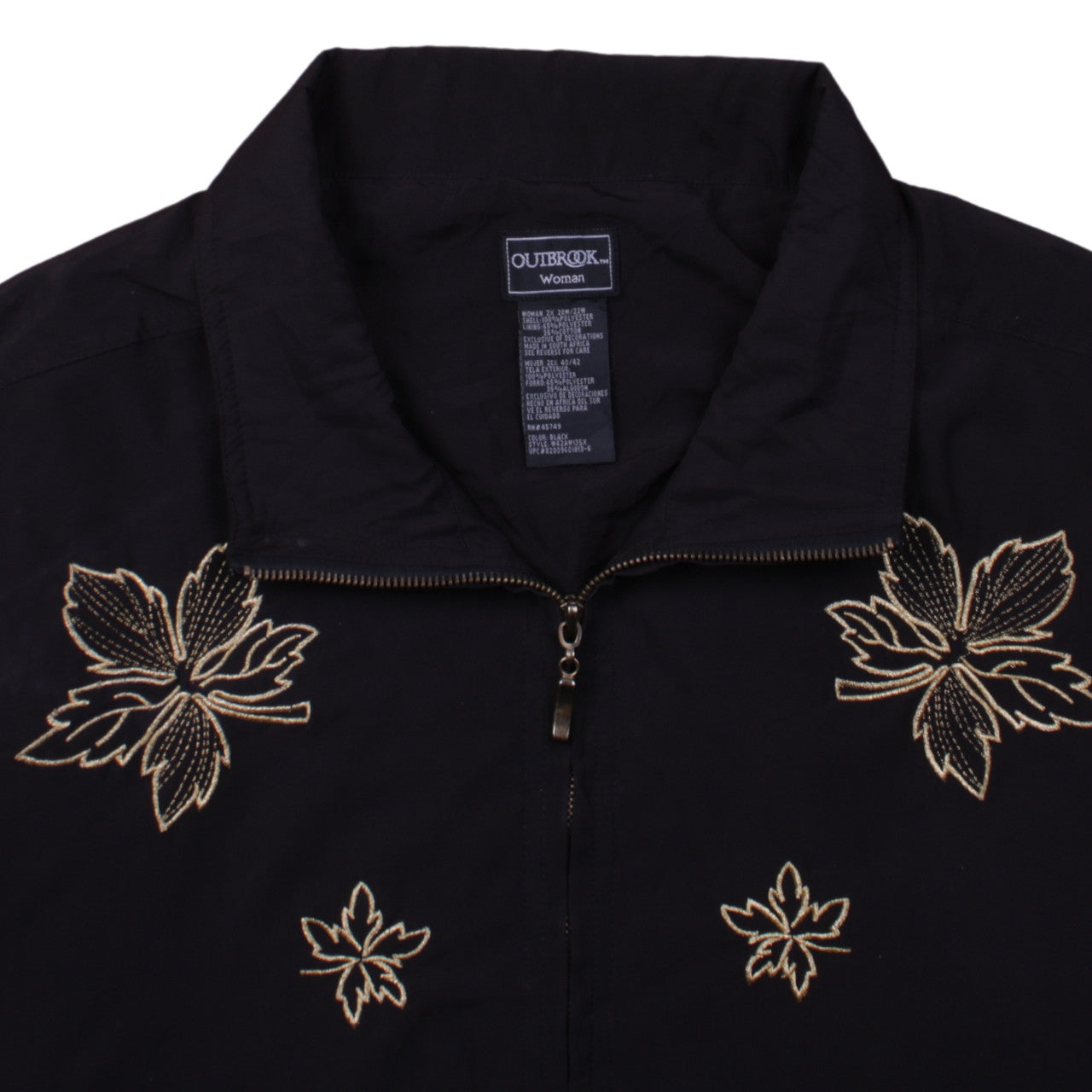 OUTBROOK Black Embroidered Zip-Up Regular Fit Jacket 2XL Unisex