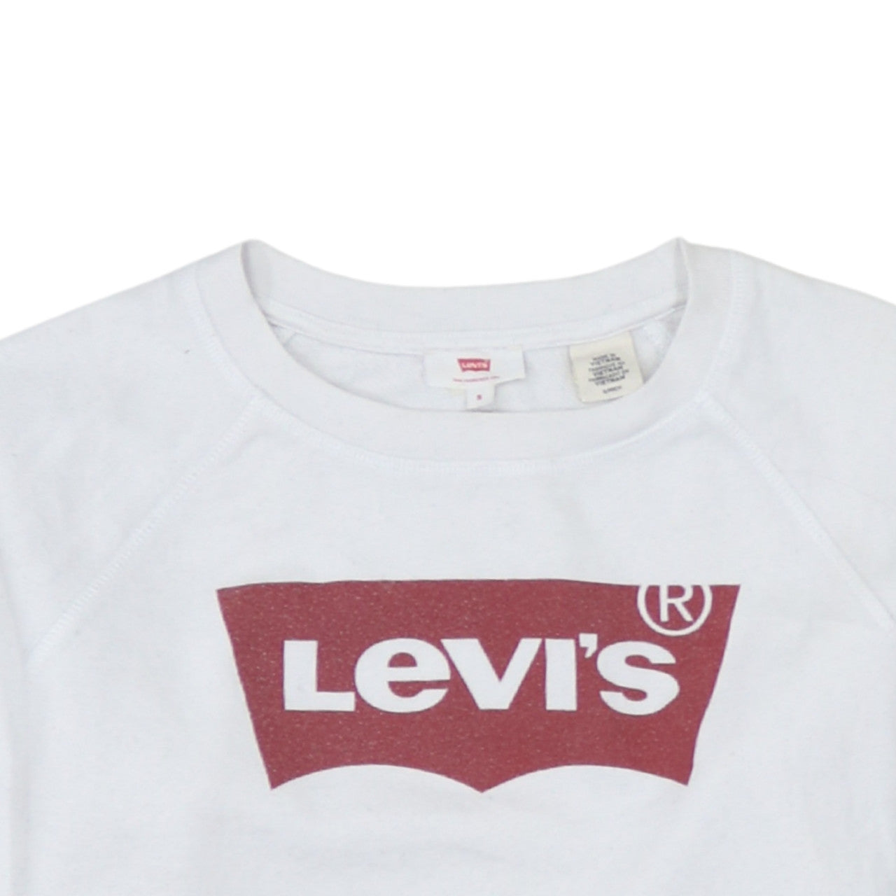 Levi's Men's White Logo Crew Neck Sweatshirt Size S Pullover