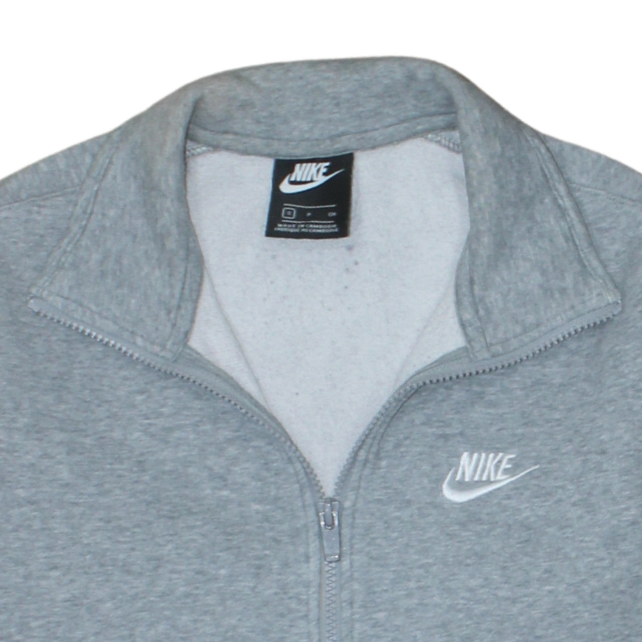 Nike Men's Grey Full Zip Cotton Fleece Sweatshirt Small