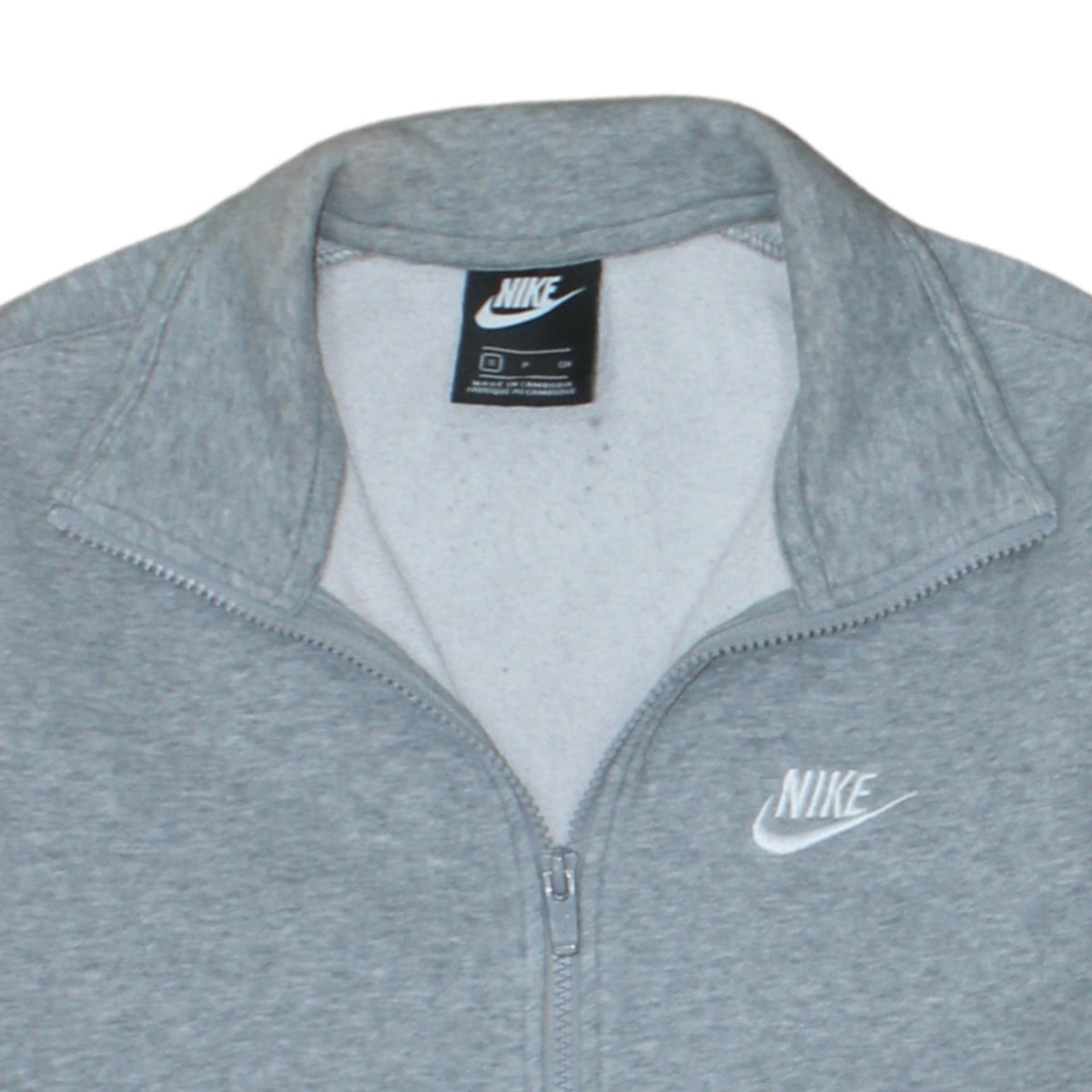 Nike Men's Grey Full Zip Cotton Fleece Sweatshirt Small