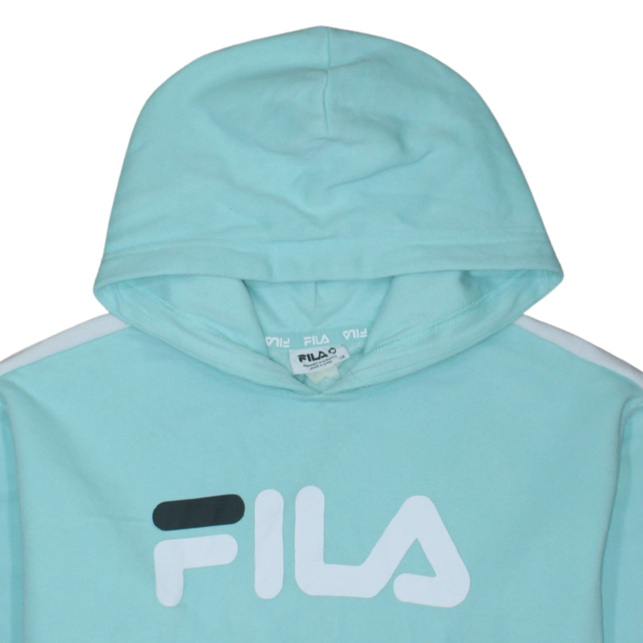 Fila Womens Mint Blue Colourblock Pullover Hoodie Size 16