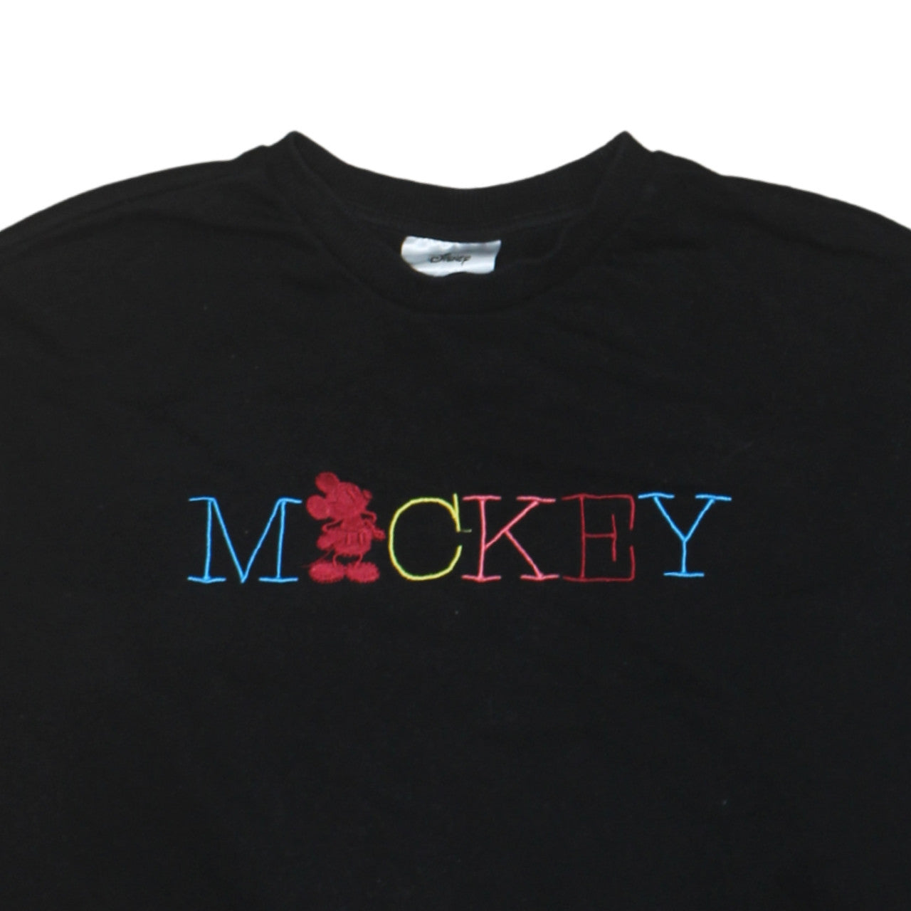 Disney Women Black Small Mickey Embroidered Pullover Sweatshirt