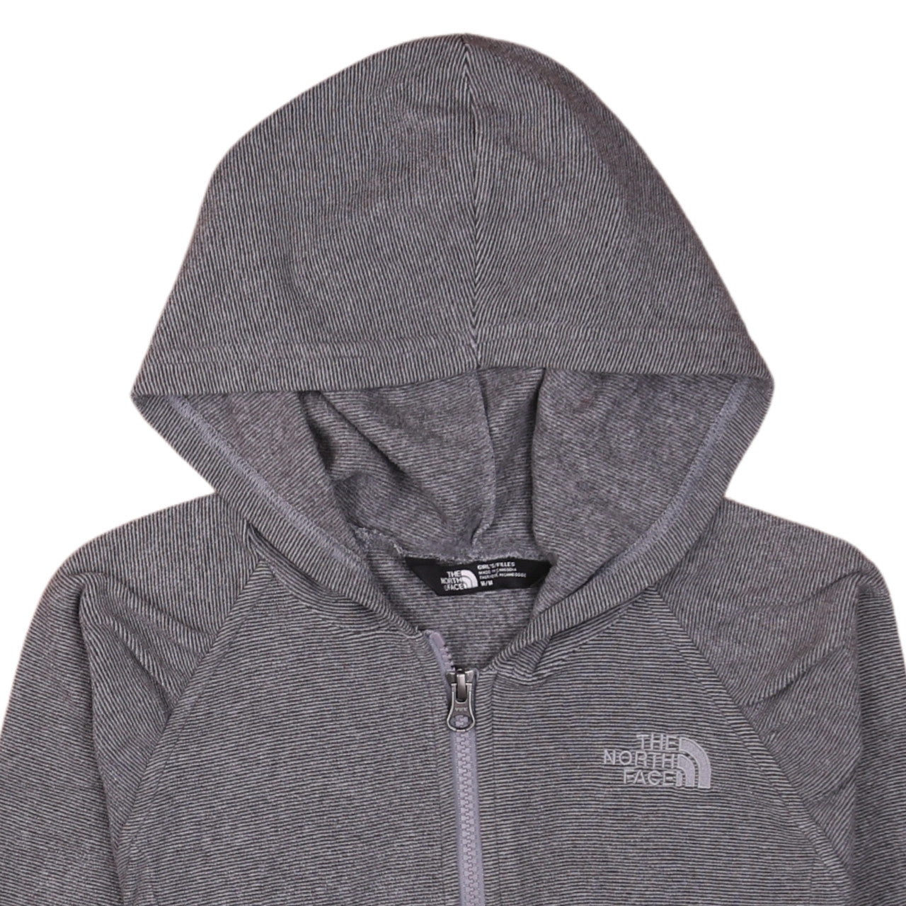 The North Face Girls Grey Hooded Full Zip Fleece Jacket Size M