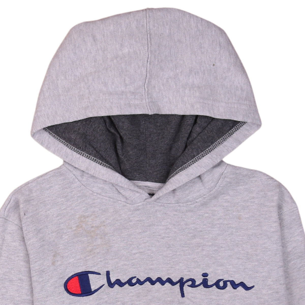 Champion Men's Grey Pullover Hoodie L Logo Fleece Sweatshirt