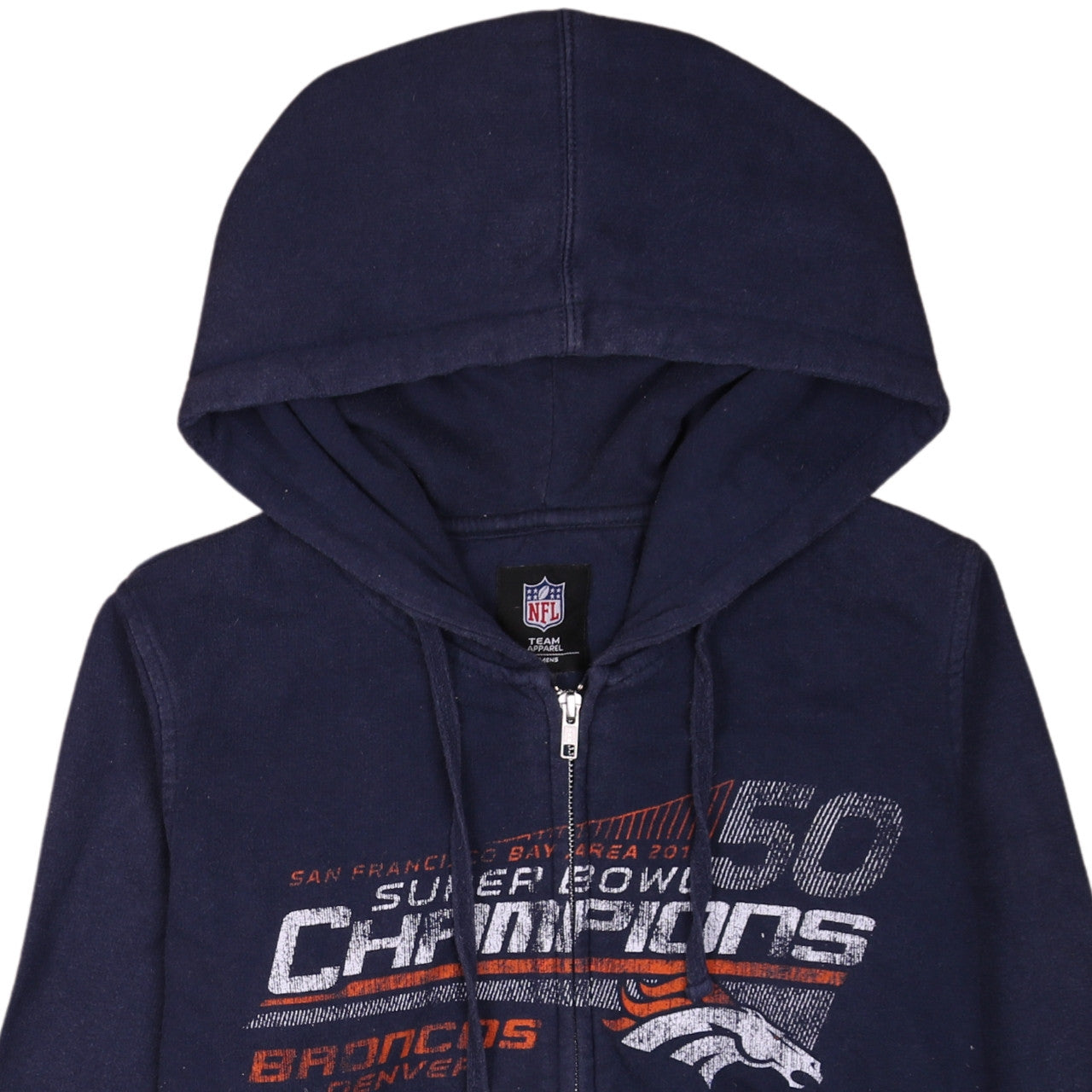 NFL Team Apparel Womens Navy Denver Broncos Full Zip Hoodie