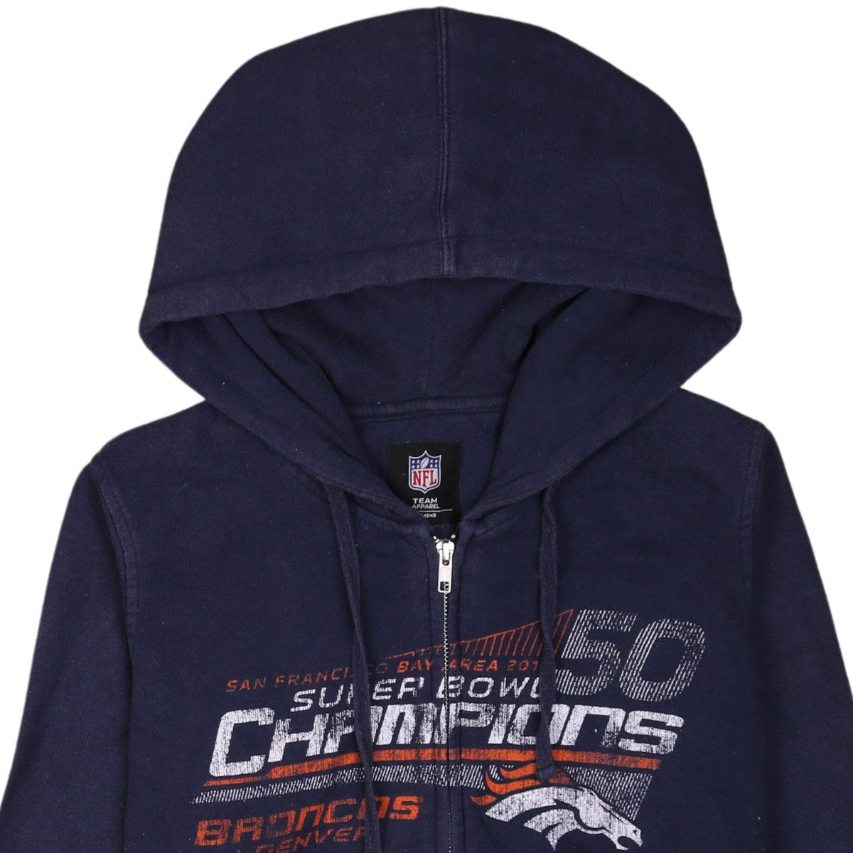 NFL Team Apparel Womens Navy Denver Broncos Full Zip Hoodie