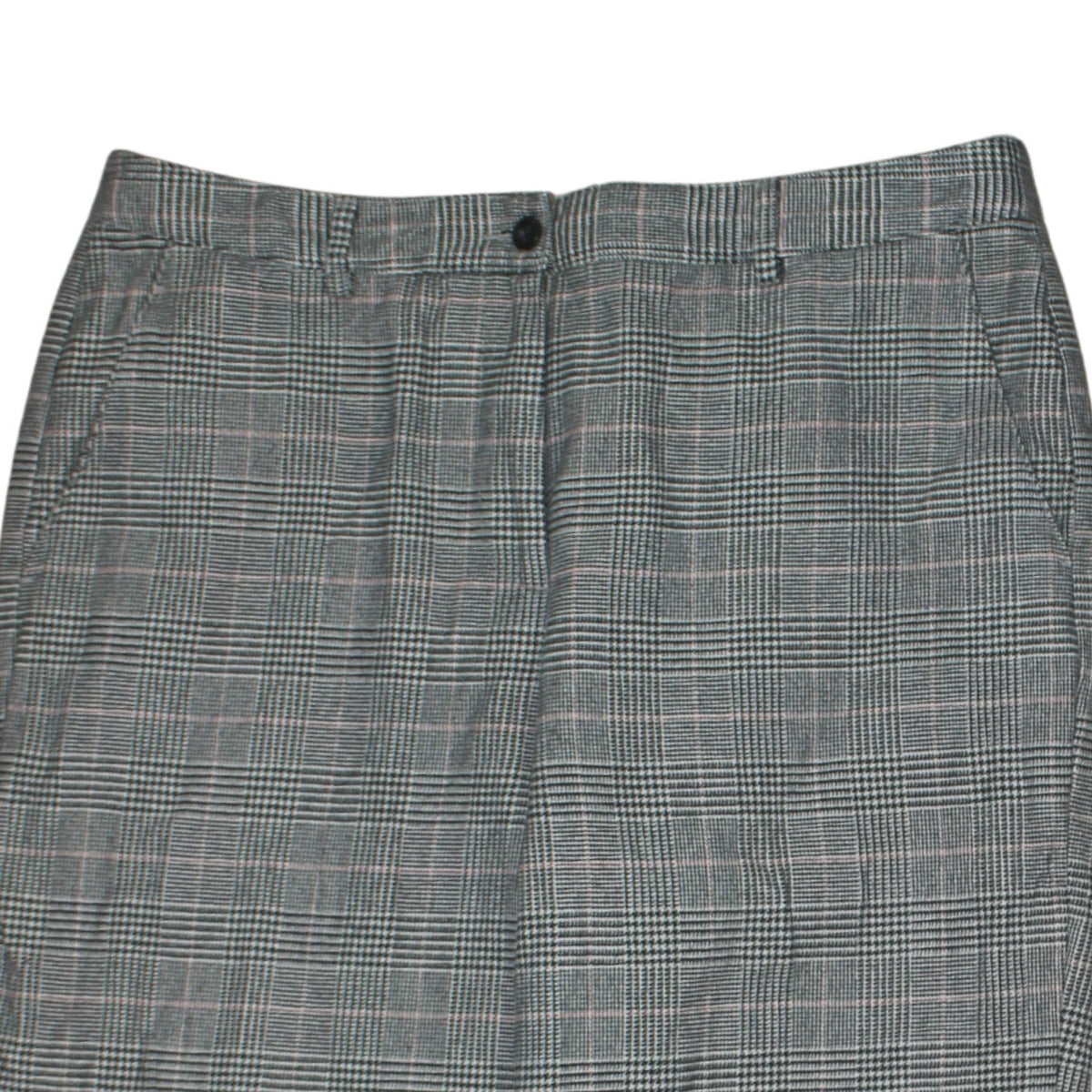 L.L. Bean Women's Grey Checked Classic Fit Cotton Trousers Size 12