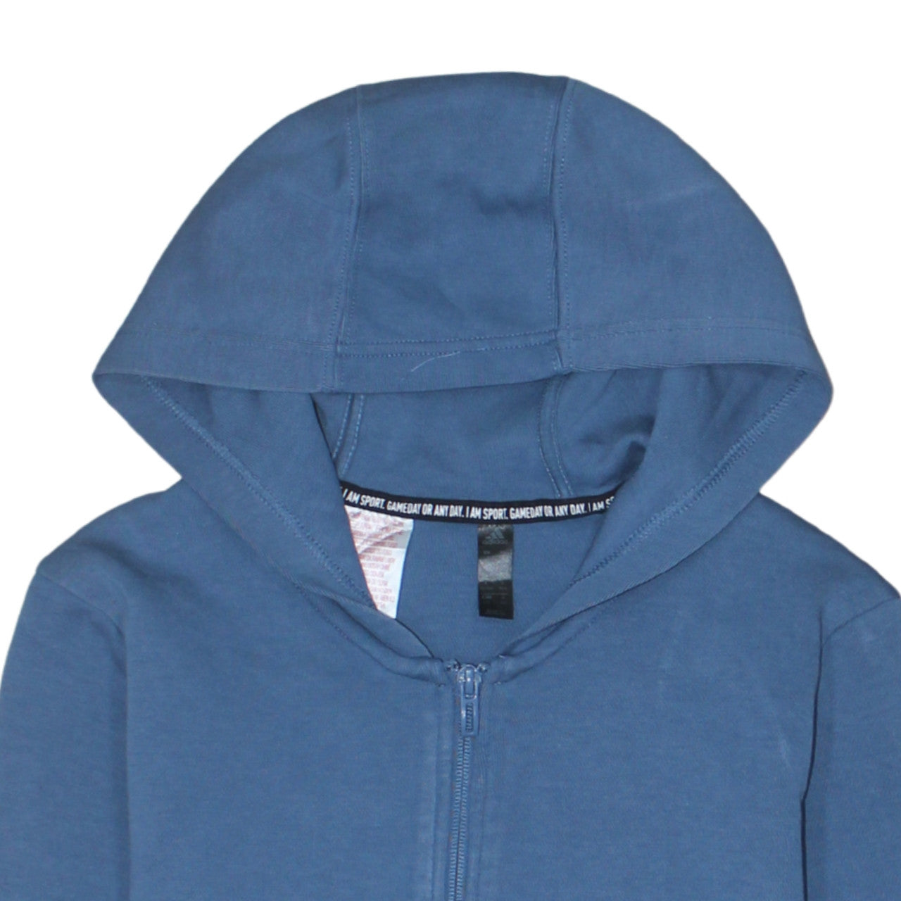 Adidas Boys Blue Full Zip Hoodie 13-14 Years Regular Fit Cotton Blend