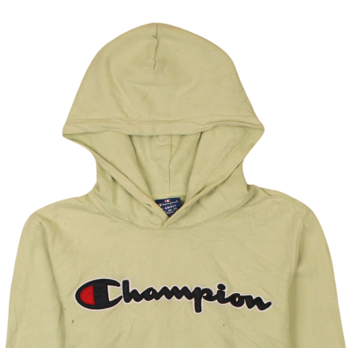 Champion Men's Beige XS Pullover Hoodie with Embroidered Logo