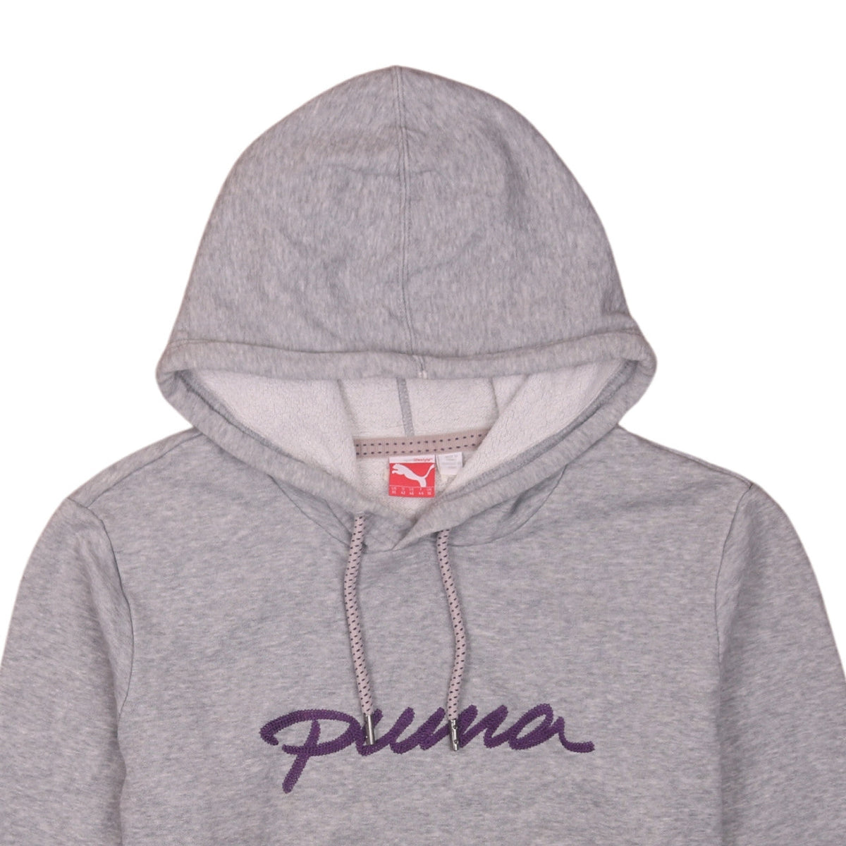 Puma Womens Grey Hooded Pullover Sweatshirt UK 16 with Logo