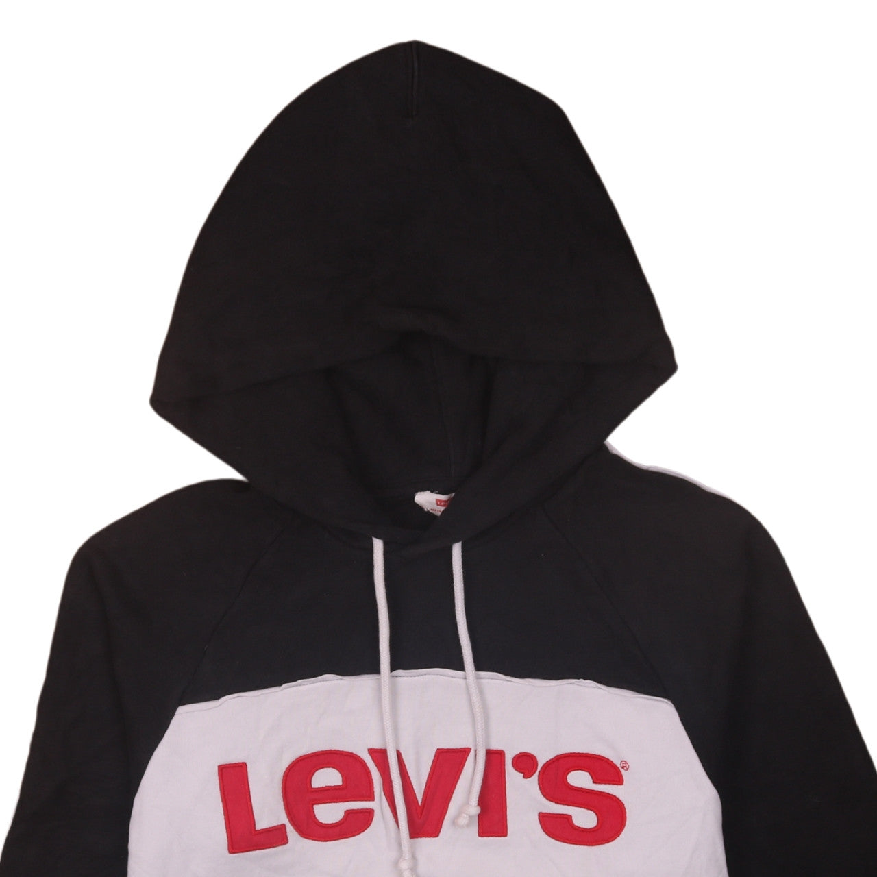 Levi's Women Black Small Hoodie Cropped Pullover Logo Hooded Sweatshirt