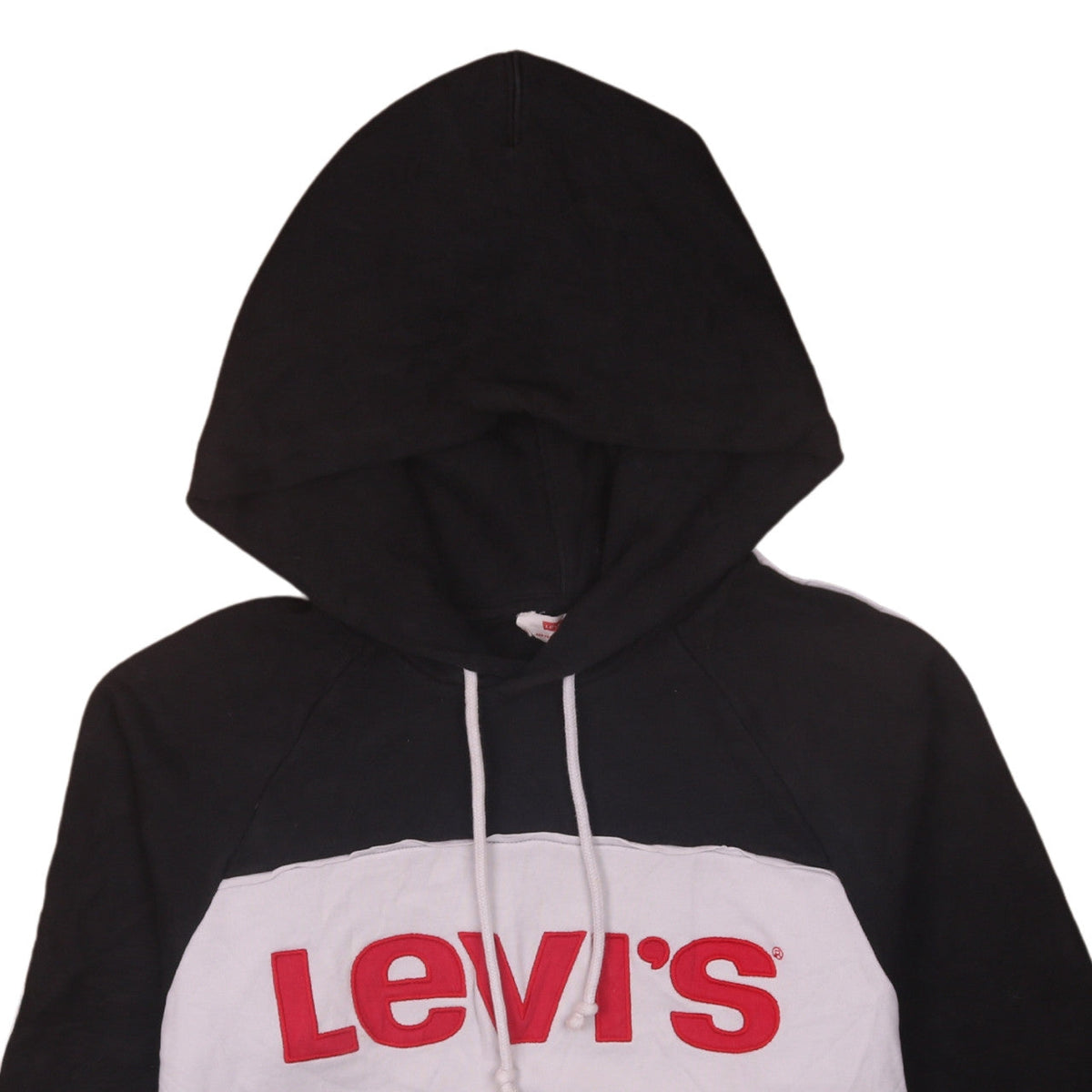 Levi's Women Black Small Hoodie Cropped Pullover Logo Hooded Sweatshirt