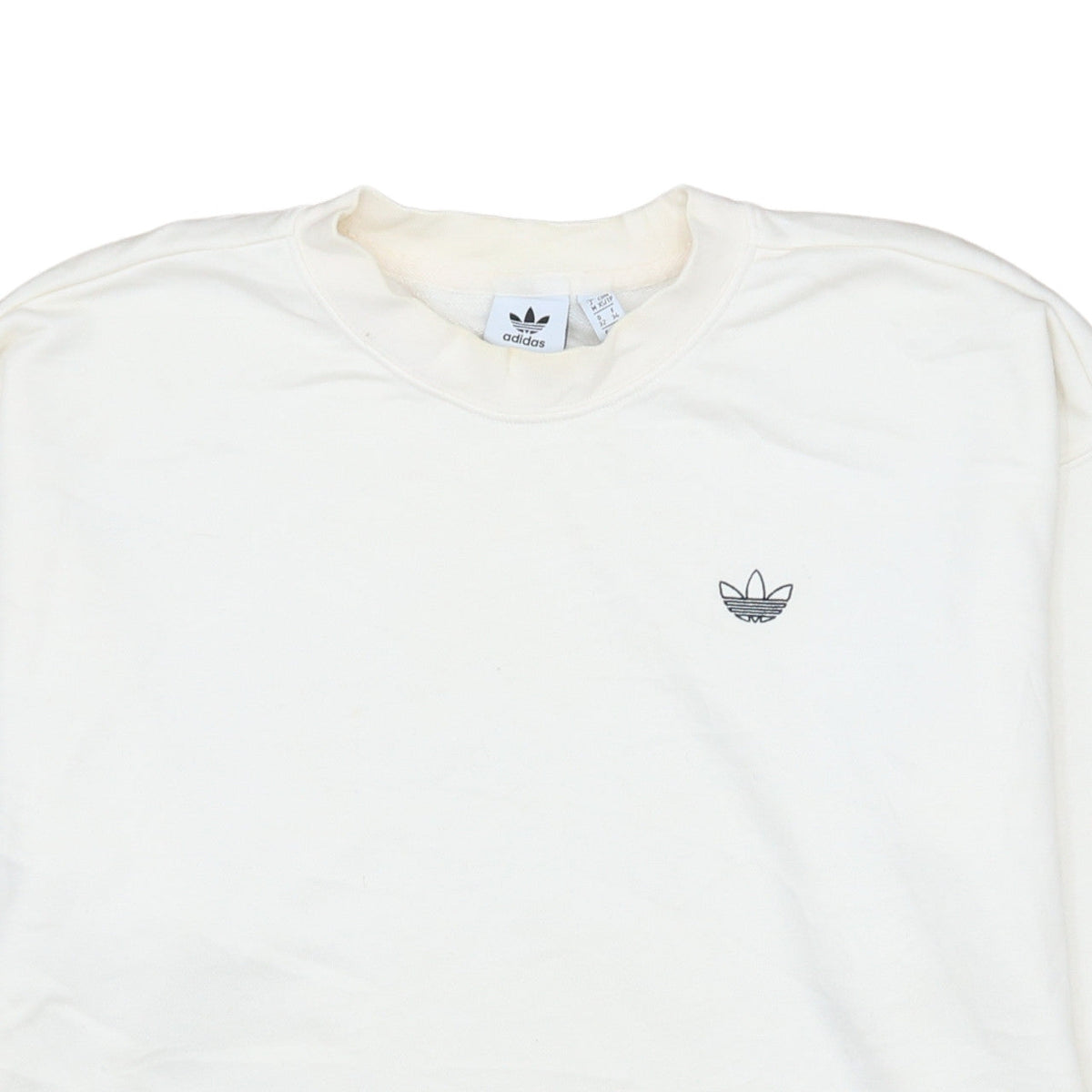 Adidas Women White XS Crew Neck Pullover Sweatshirt Long Sleeve Cotton