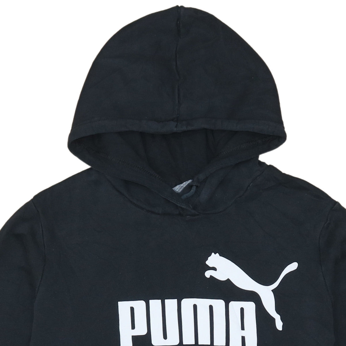 Puma Womens Black Pullover Hoodie Sweatshirt Size L Logo Print