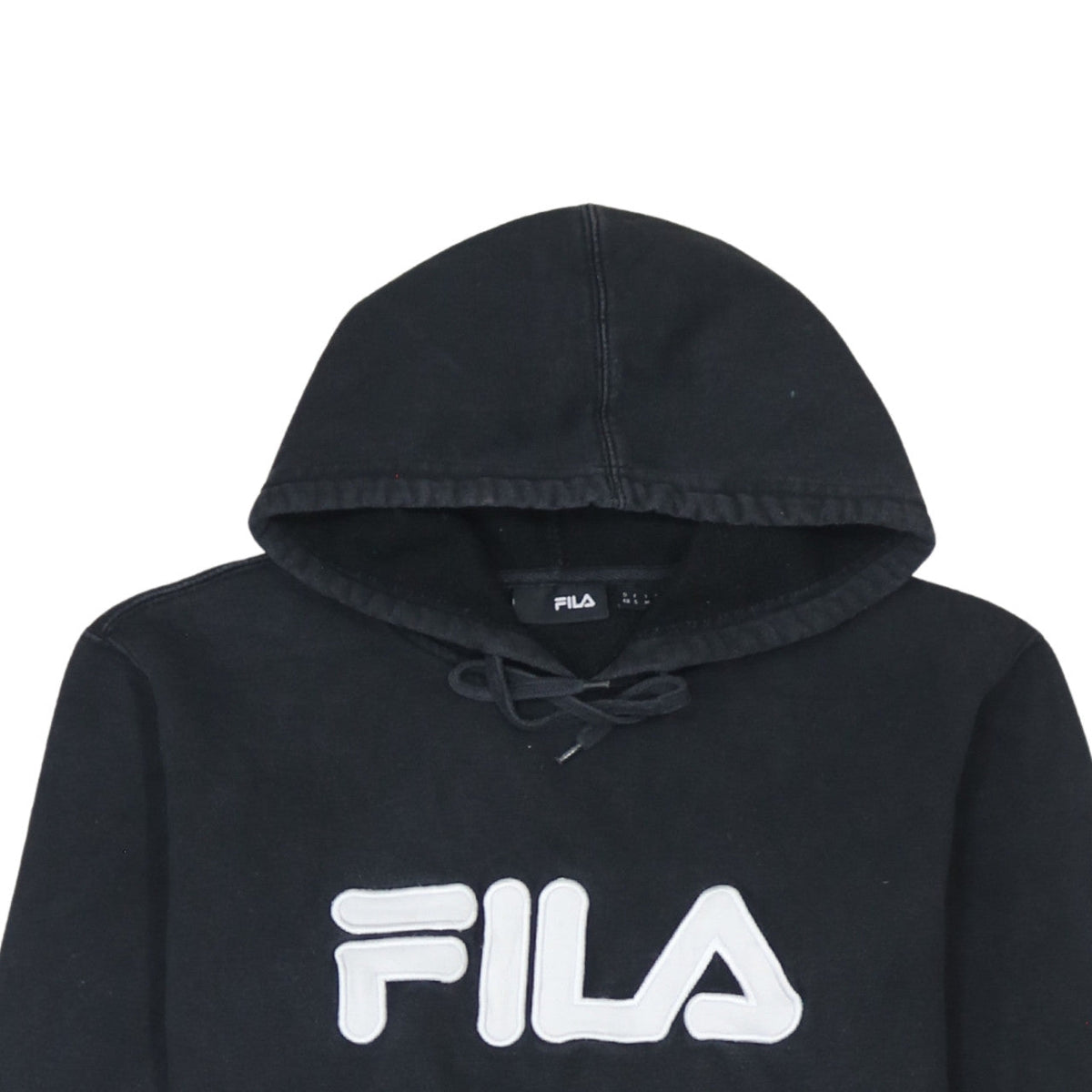 Fila Men's Black Pullover Hoodie Size S Regular Fit Logo Fleece Sweatshirt