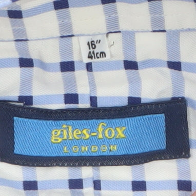 Giles-Fox London Men's Blue Check 16in Cotton Long Sleeve Shirt