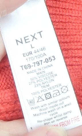 Next Women Coral Cable-Knit Jumper L Viscose Blend Long Sleeve