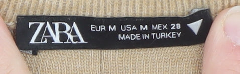 Zara Women Beige Size 10 Shift Short Sleeve Knit Dress
