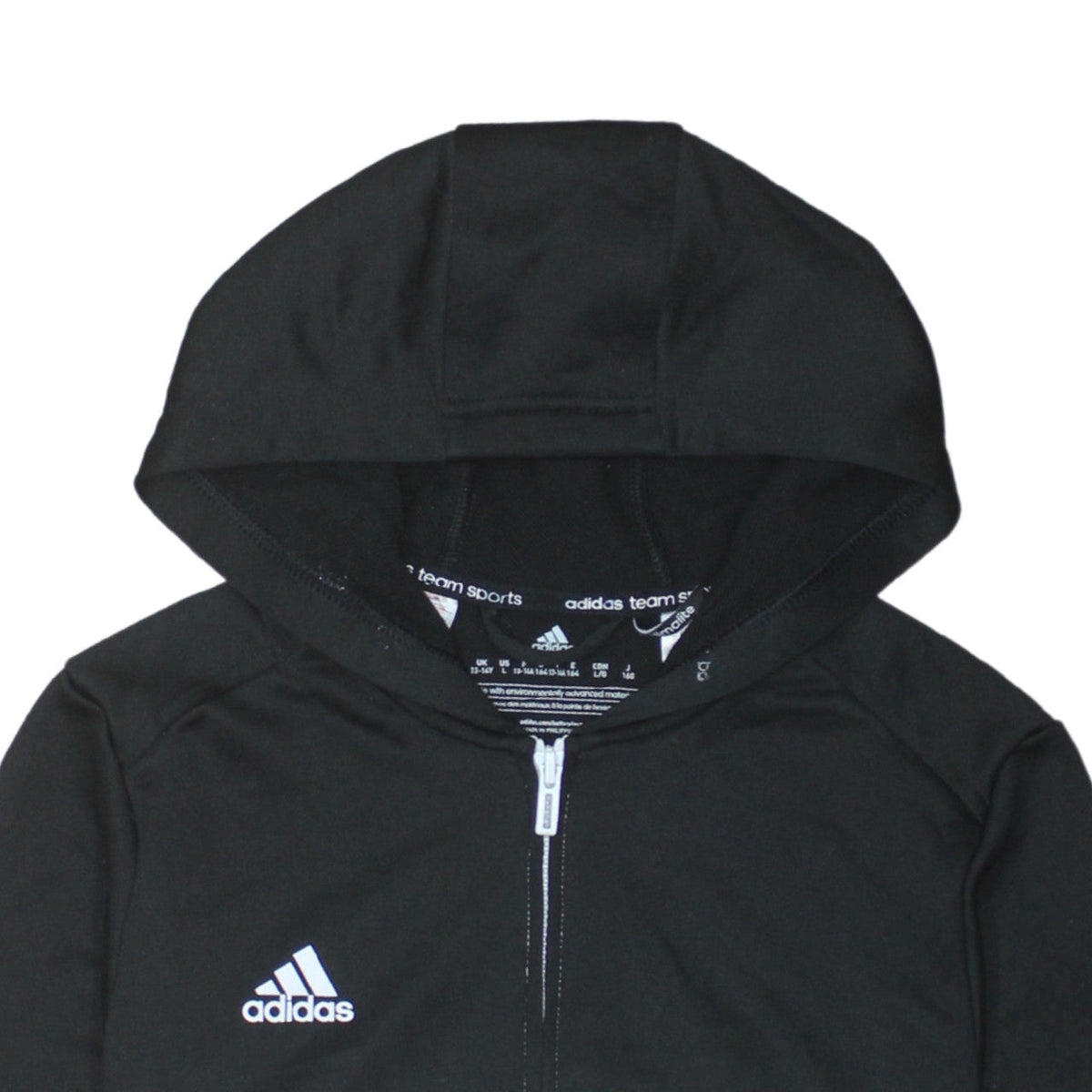 Adidas Boys Black Full Zip Hoodie 13-14 Years Colourblock Sportswear