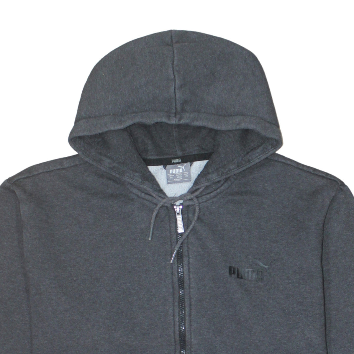 Puma Men’s Grey Full Zip Hoodie 2XL Regular Fit Fleece Sweatshirt