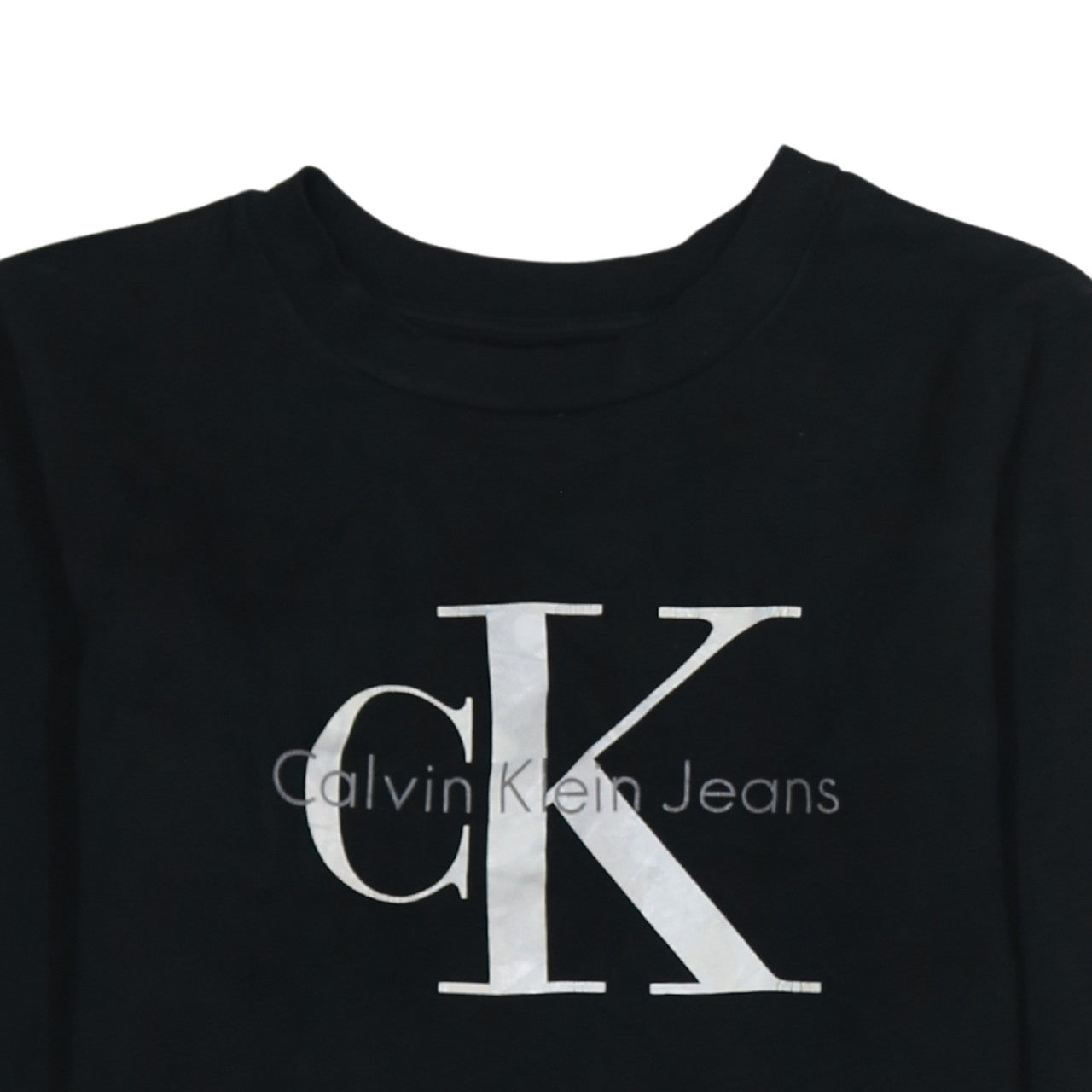 Calvin Klein Jeans Womens Black Small Logo Crew Neck Sweatshirt