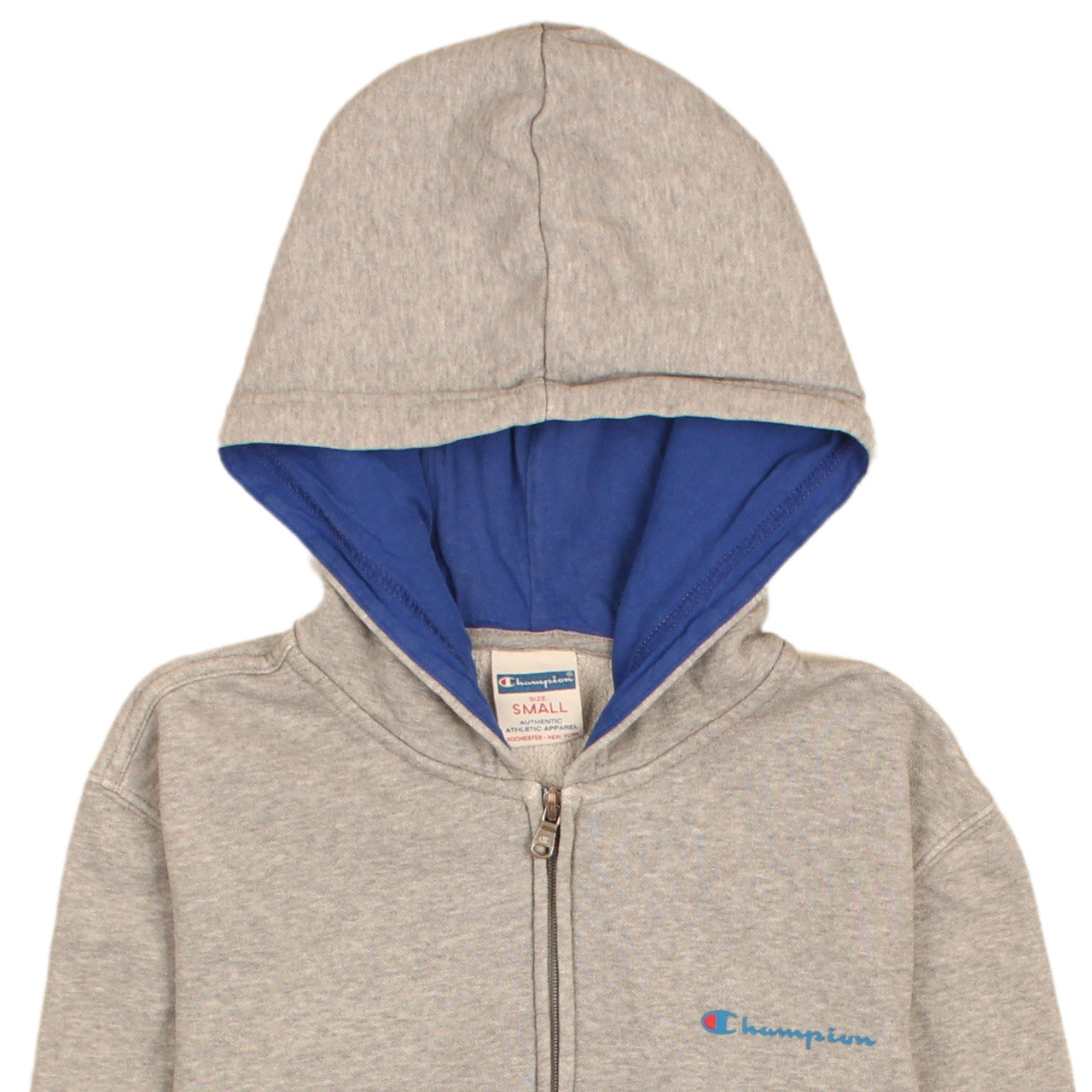 Champion Men's Grey Small Full Zip Hoodie with Blue Lining