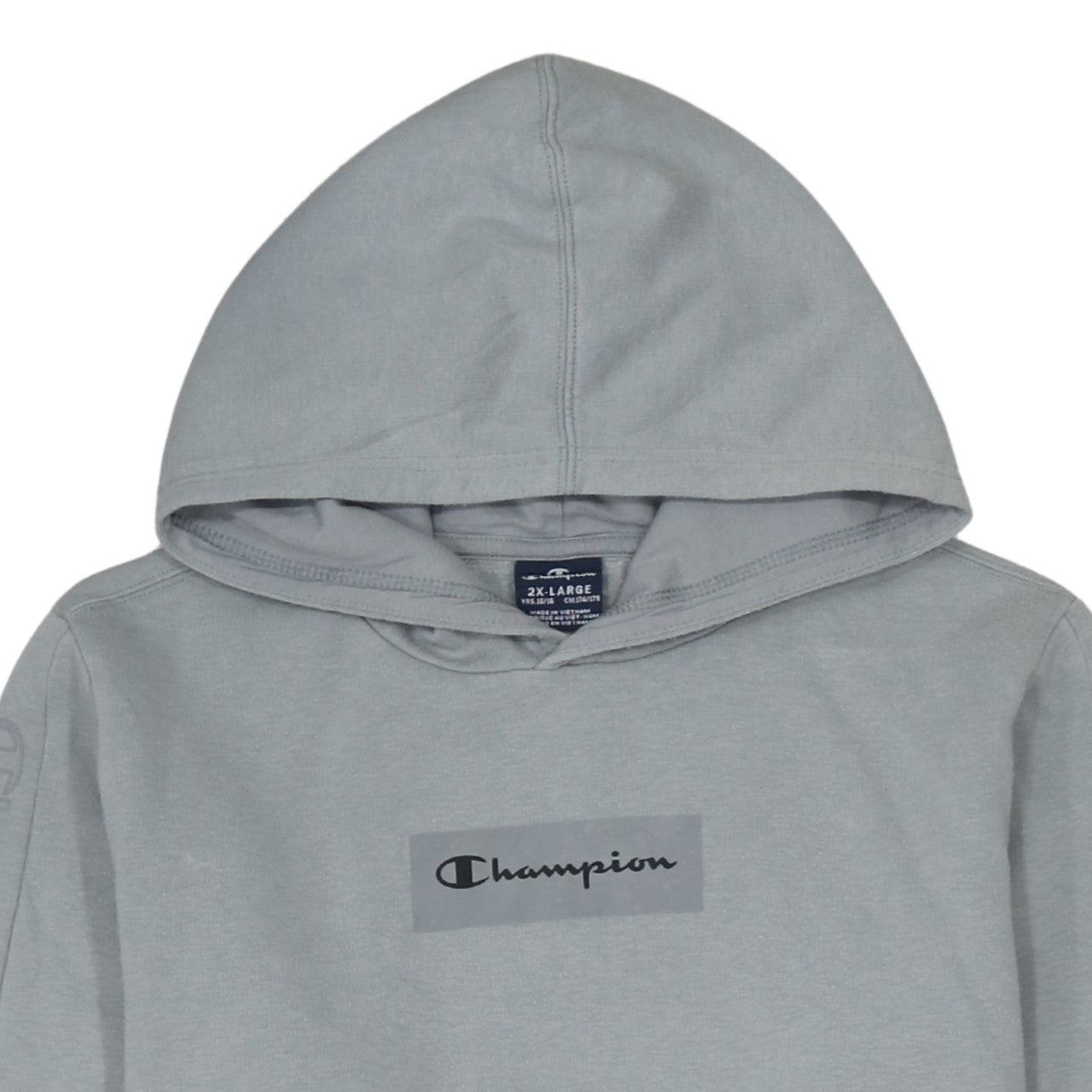 Champion Boys Grey 2XL Hoodie Pullover Cotton Blend Logo Sweatshirt