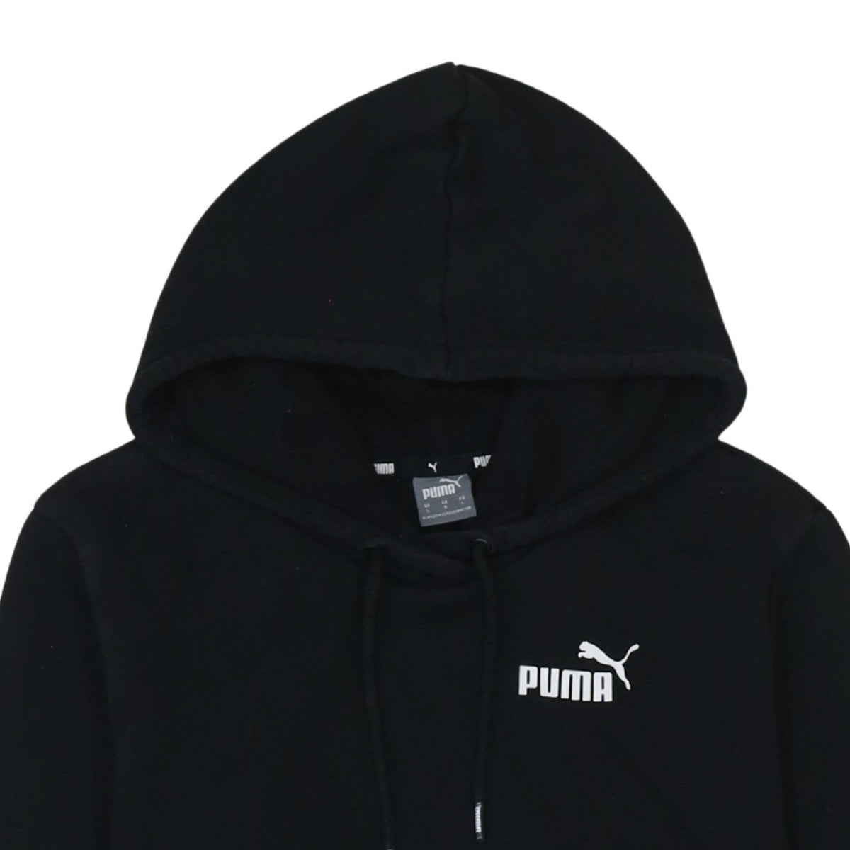 Puma Men's Black Pullover Hoodie L Logo Fleece Sweatshirt