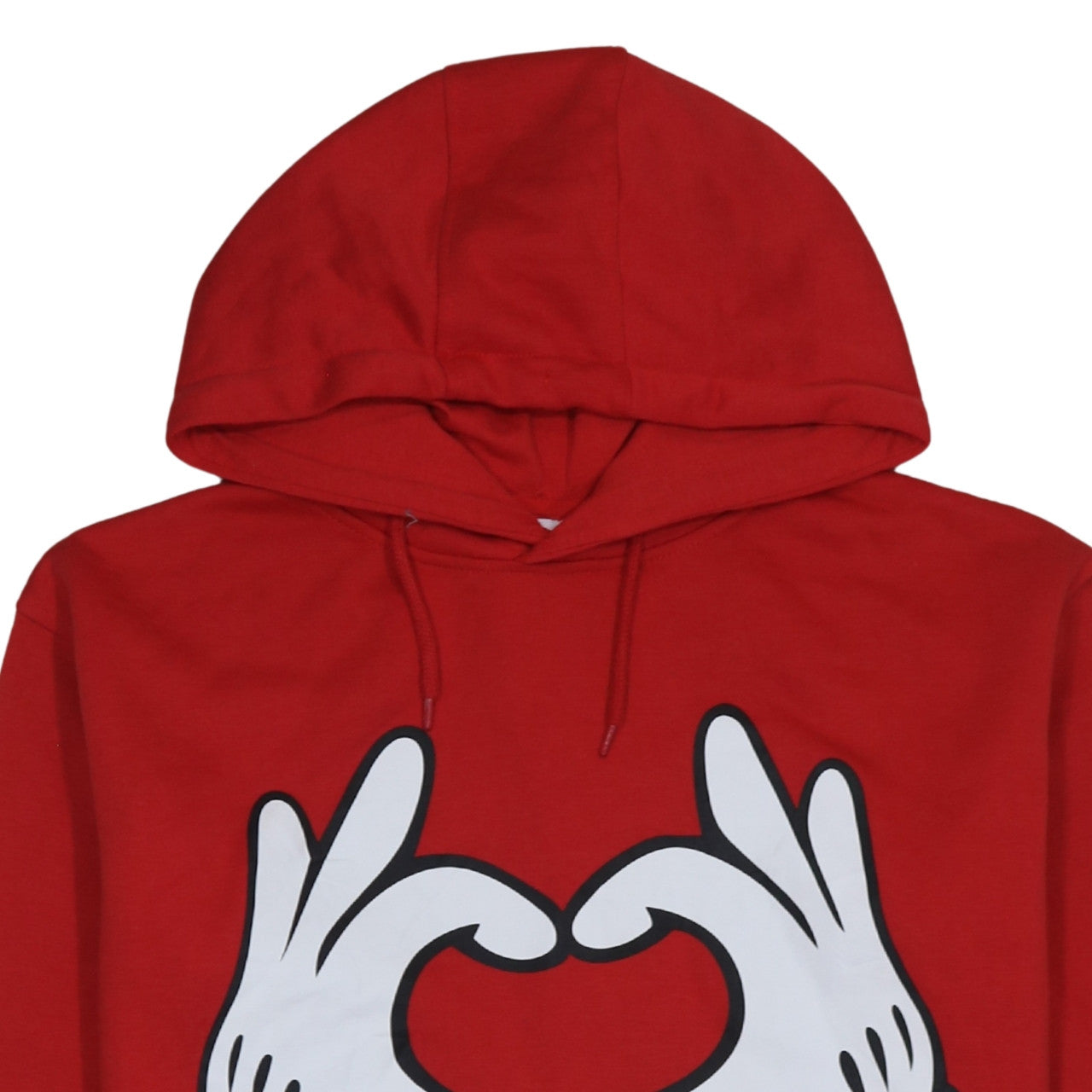 Disney Women's Red Hoodie Medium Pullover Heart Hands Love Graphic