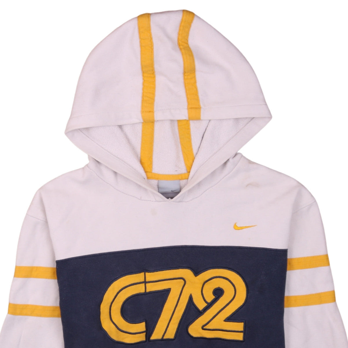 Nike Boys White and Navy C72 Pullover Hoodie Age 12/13 L Cotton Blend