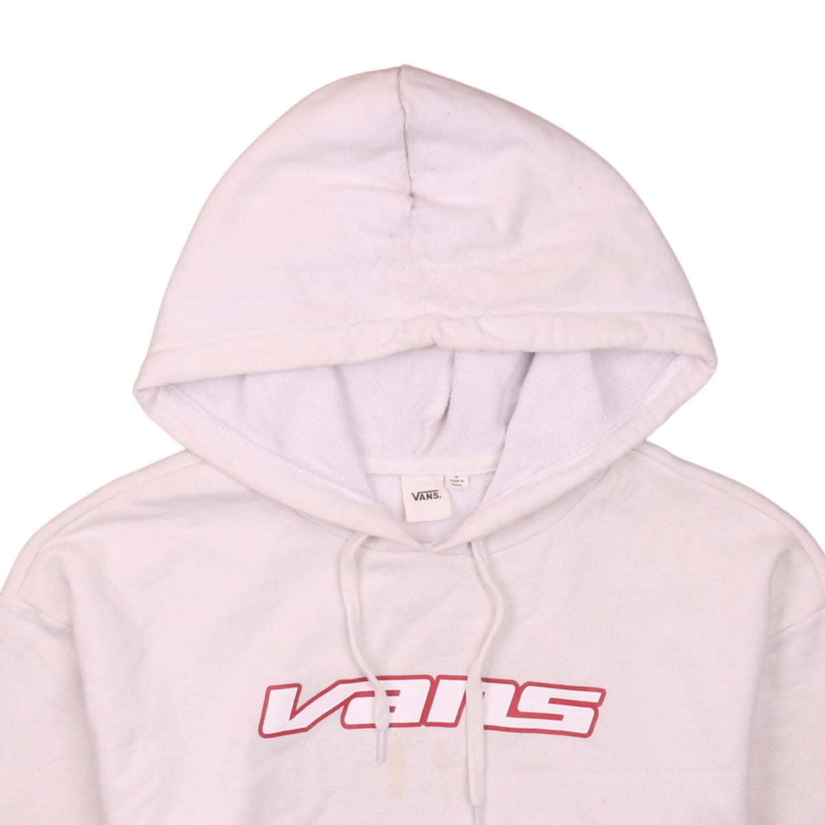 Vans Men’s White Pullover Hoodie Small Logo Graphic Fleece