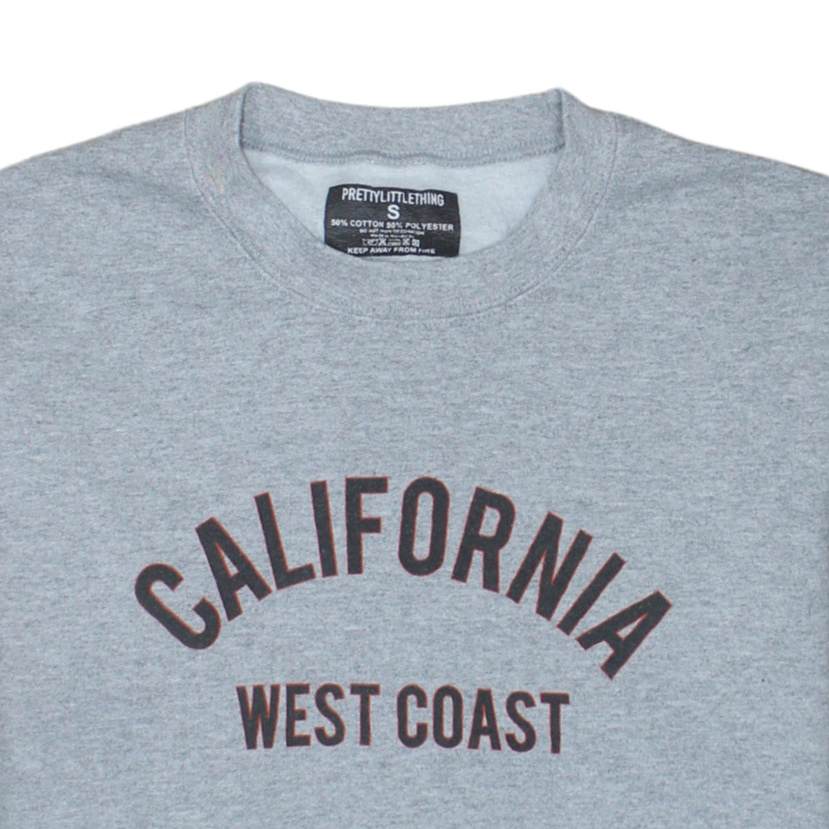 PRETTYLITTLETHING Women’s Grey California West Coast Pullover Sweatshirt Size S