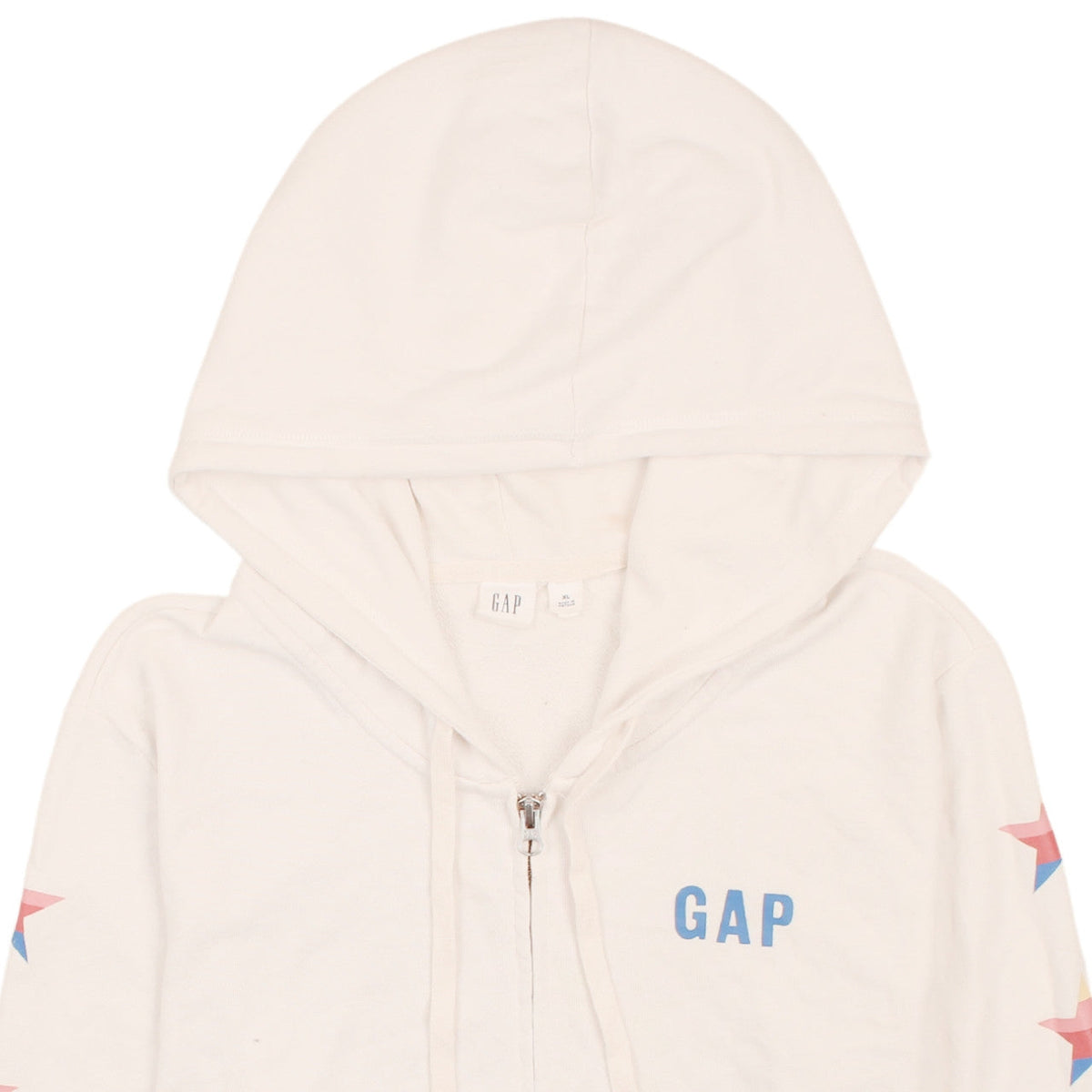 Gap Men’s White XL Full Zip Hoodie with Star Sleeves