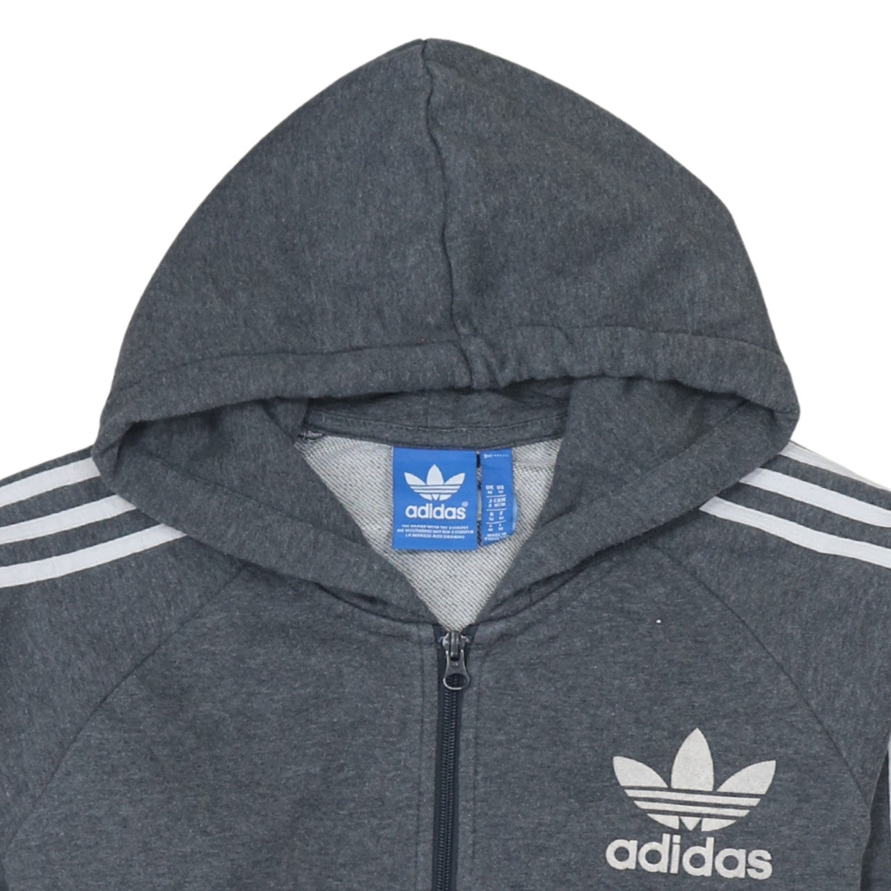 Adidas Men Grey Full Zip Hoodie Size M Regular Fit Sportswear