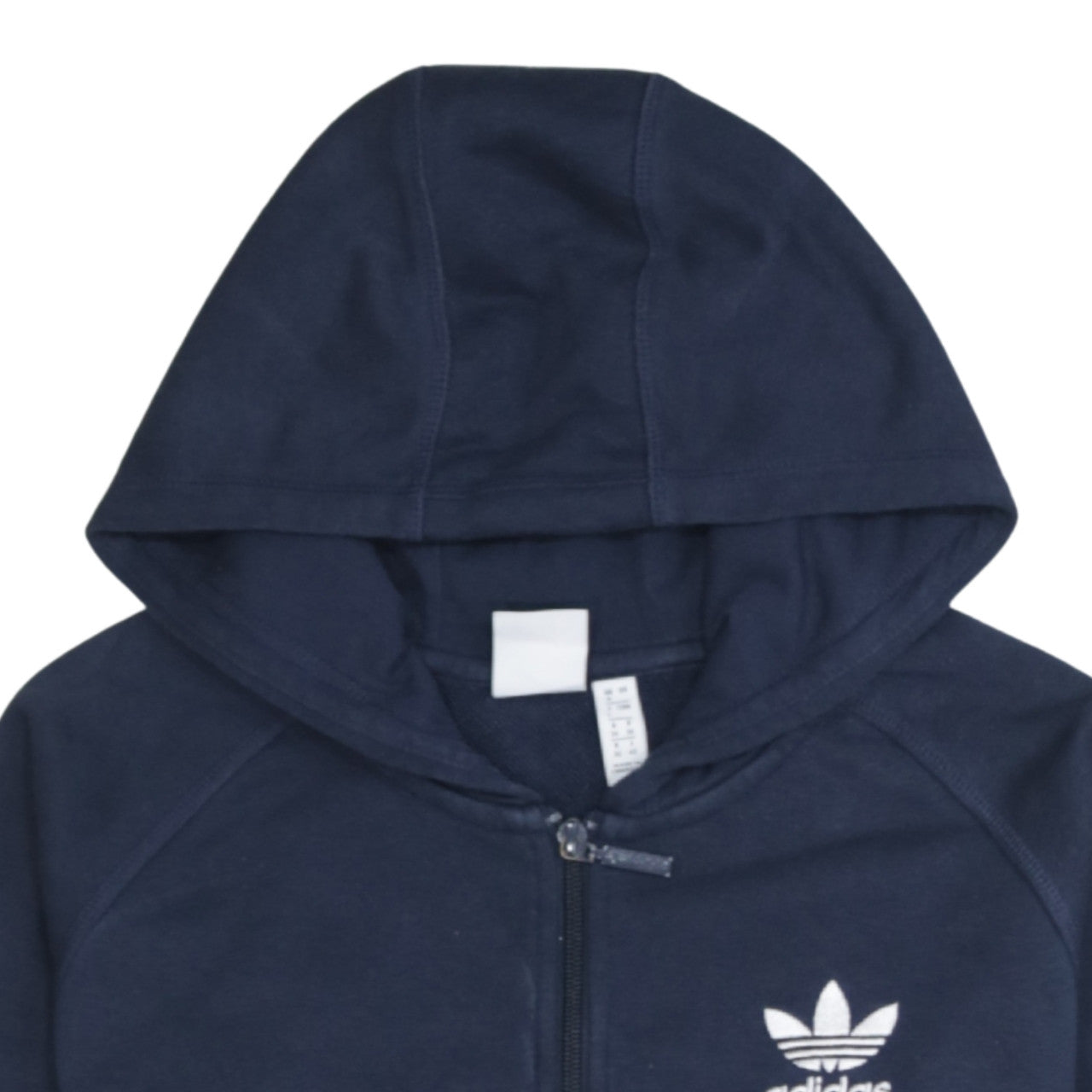 Adidas Women's Navy Blue Full Zip Hoodie UK 8 Cotton Blend Casual