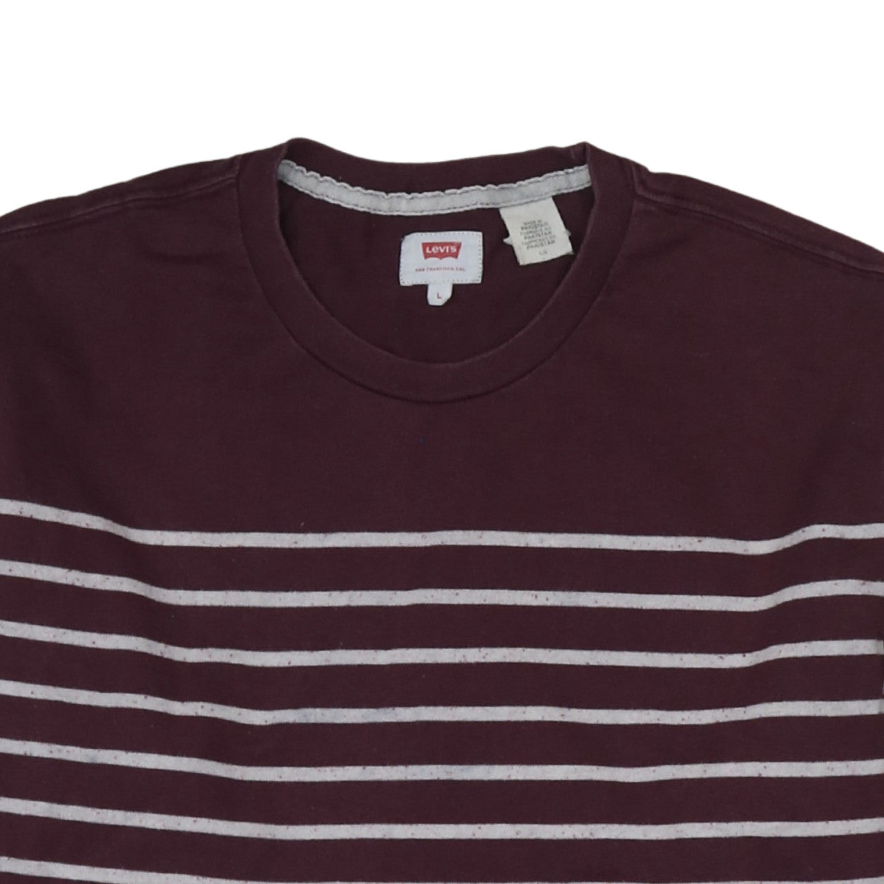 Levi's Men's Brown Striped Long Sleeve Crew Neck Cotton Sweatshirt Size L