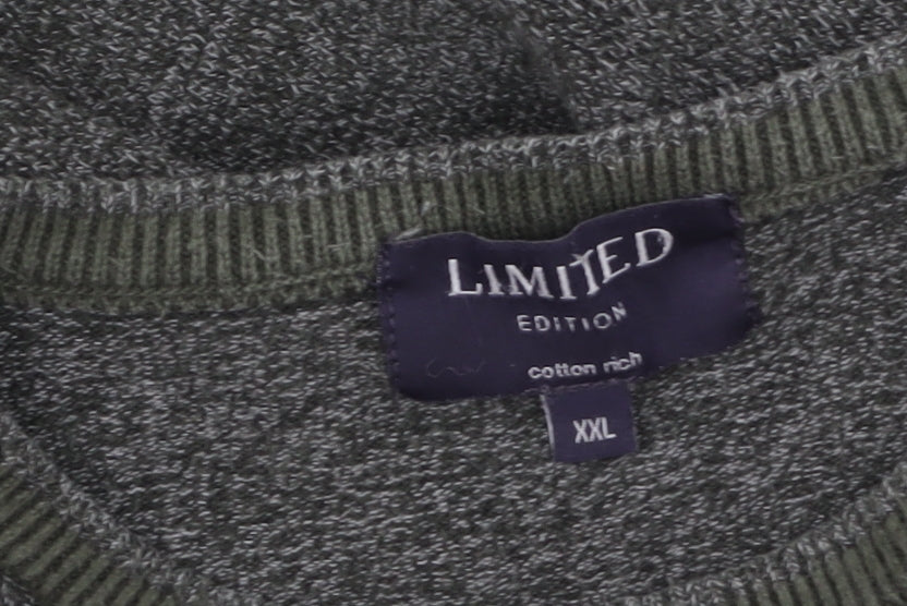 Marks & Spencer Mens Grey 2XL Crew Neck Cotton Pullover Jumper