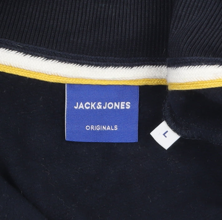 Jack & Jones Men's Blue L High Neck 1/2 Zip Sweatshirt