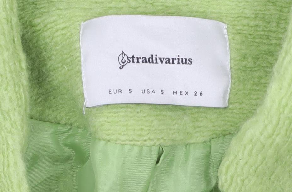 Stradivarius Womens Green Wool Blend Mid-Length Coat Size S