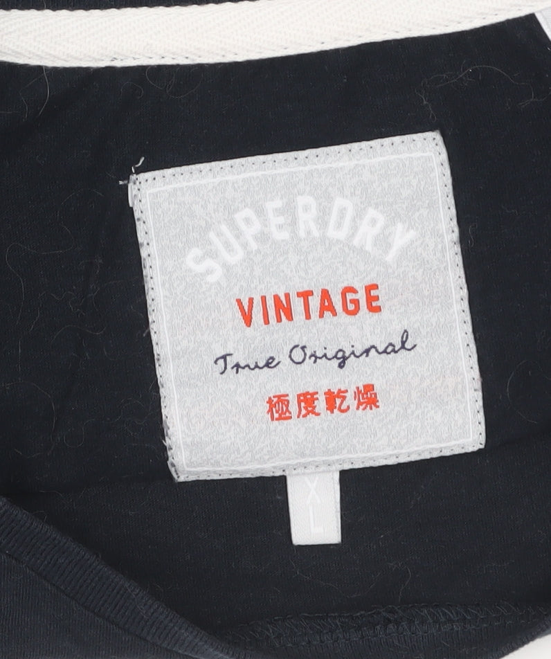 Superdry Womens Blue XL Vintage Tokyo T-Shirt Casual Cotton