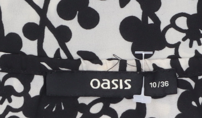 Oasis Women Black Floral Camisole Top Size 10 - Sleeveless Polyester