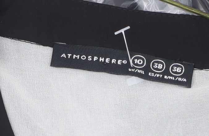 Atmosphere Women Black & White Bow Neck Chiffon Blouse UK 10